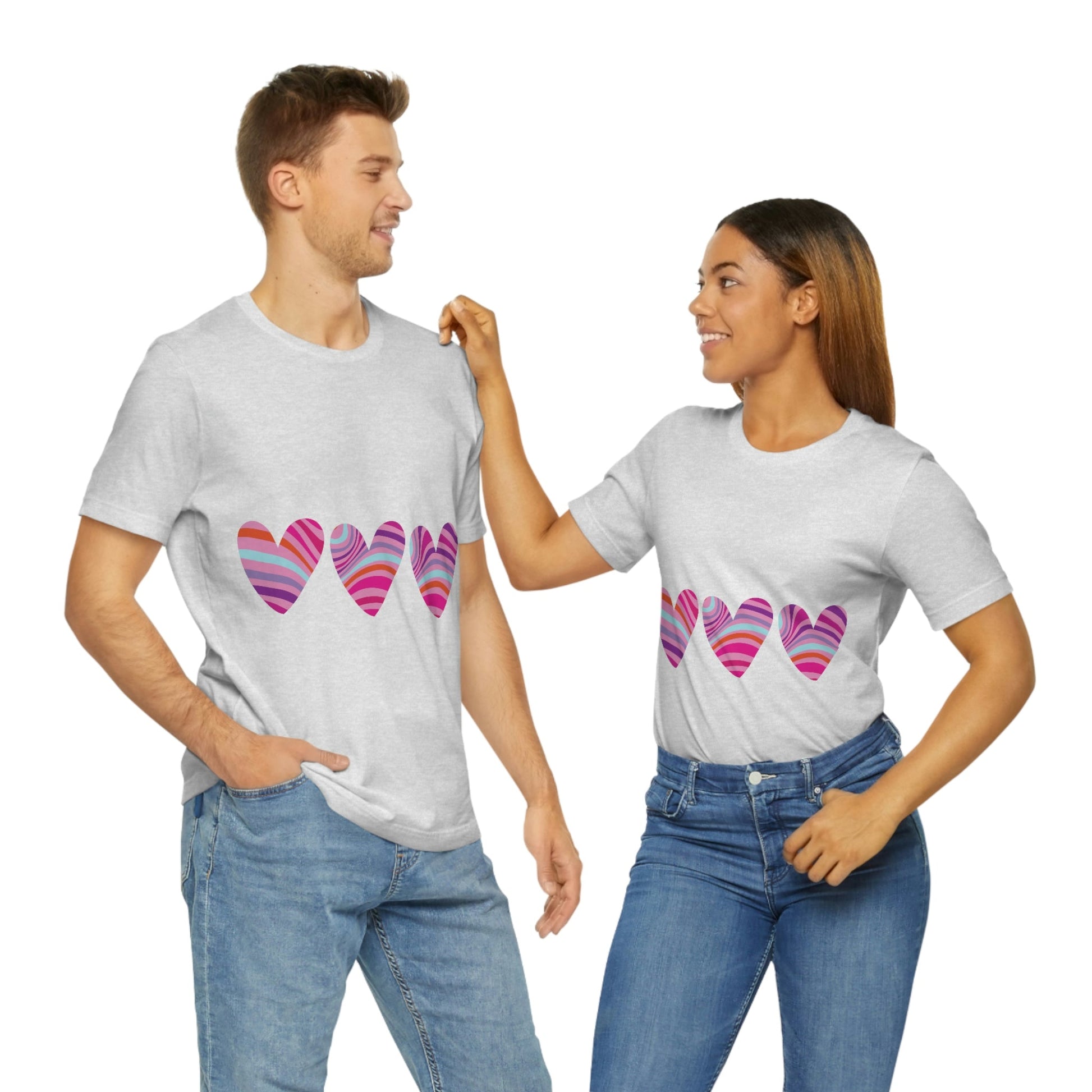 Love Pattern Modern Romantic Heart Unisex Jersey Short Sleeve T-Shirt Ichaku [Perfect Gifts Selection]