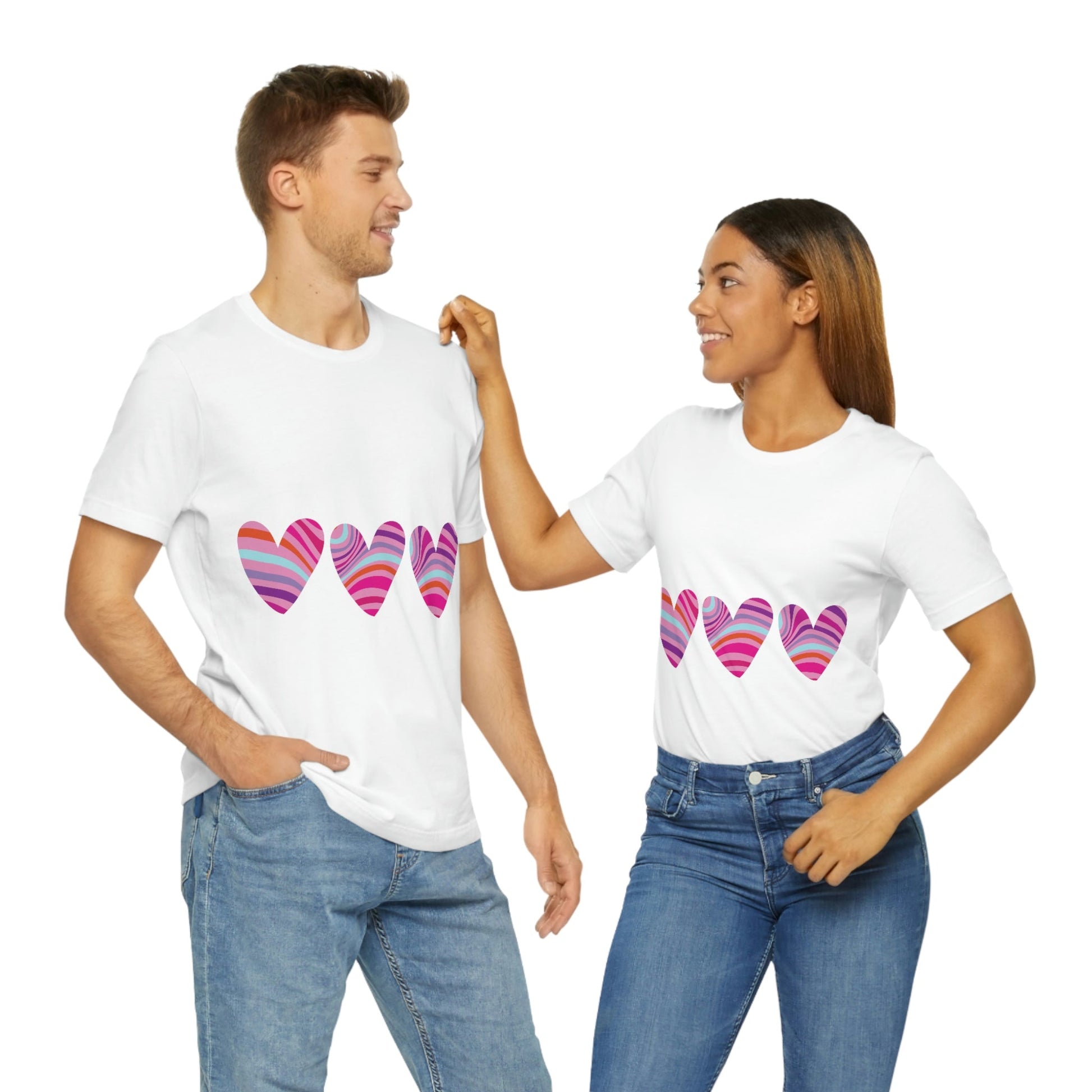 Love Pattern Modern Romantic Heart Unisex Jersey Short Sleeve T-Shirt Ichaku [Perfect Gifts Selection]