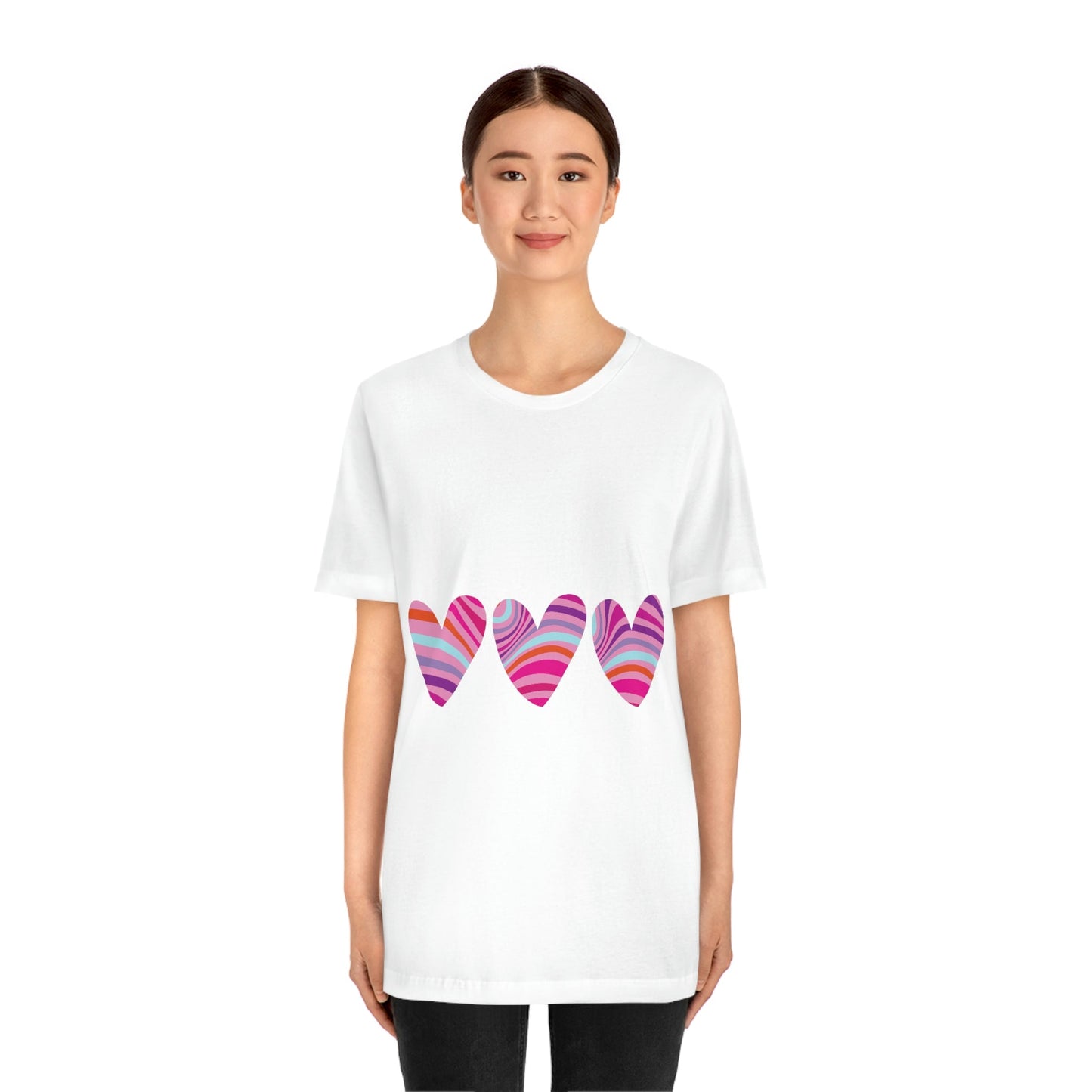 Love Pattern Modern Romantic Heart Unisex Jersey Short Sleeve T-Shirt Ichaku [Perfect Gifts Selection]