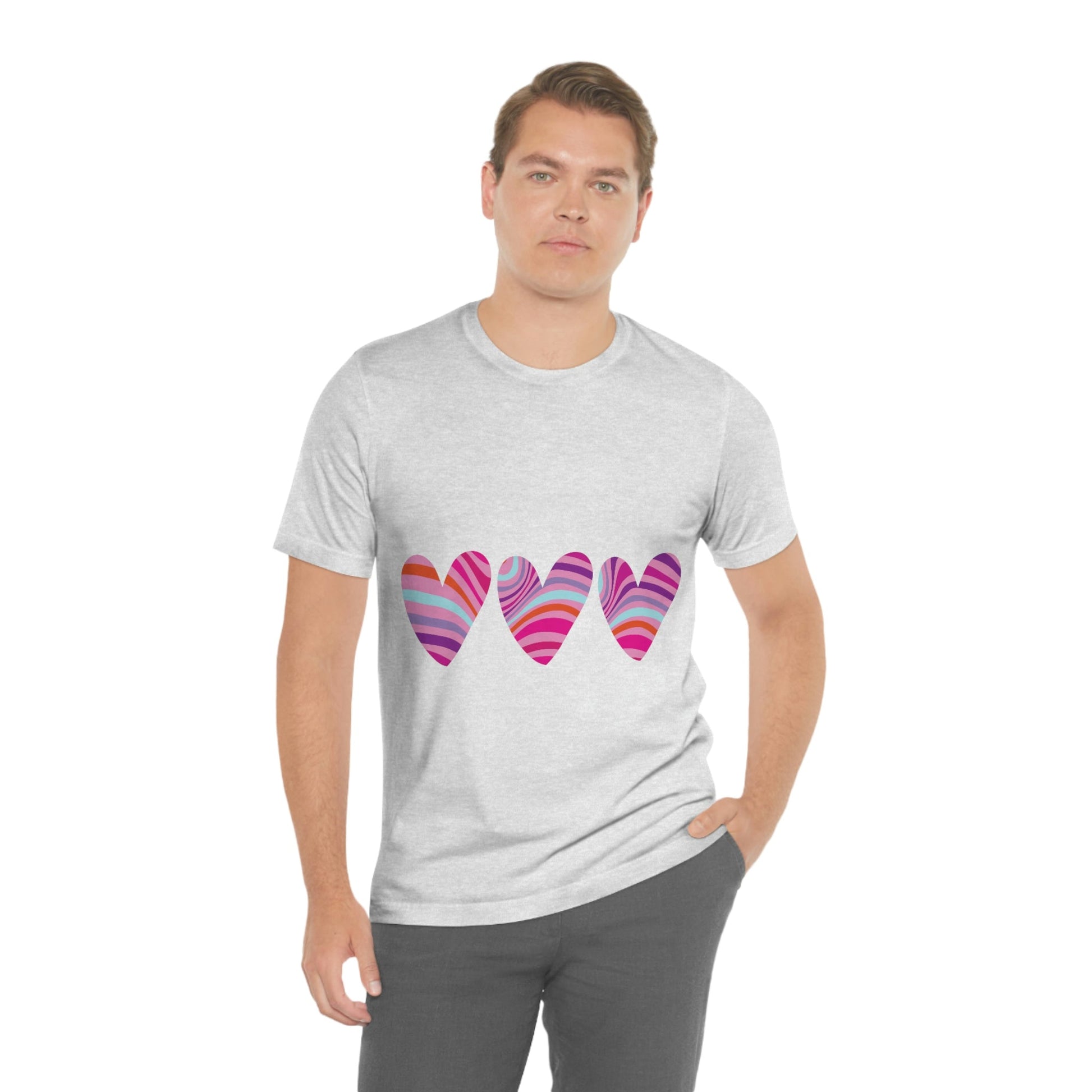 Love Pattern Modern Romantic Heart Unisex Jersey Short Sleeve T-Shirt Ichaku [Perfect Gifts Selection]