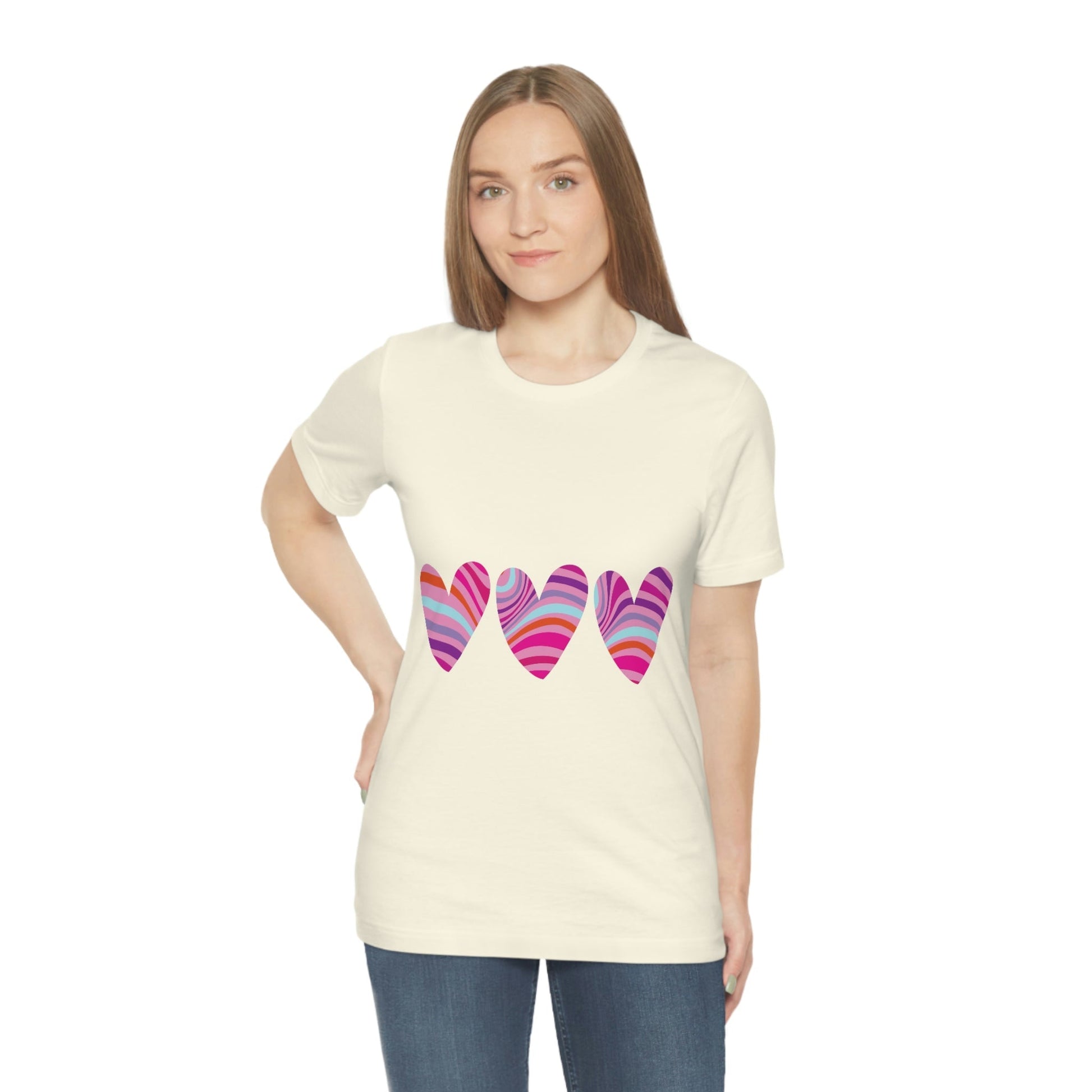 Love Pattern Modern Romantic Heart Unisex Jersey Short Sleeve T-Shirt Ichaku [Perfect Gifts Selection]