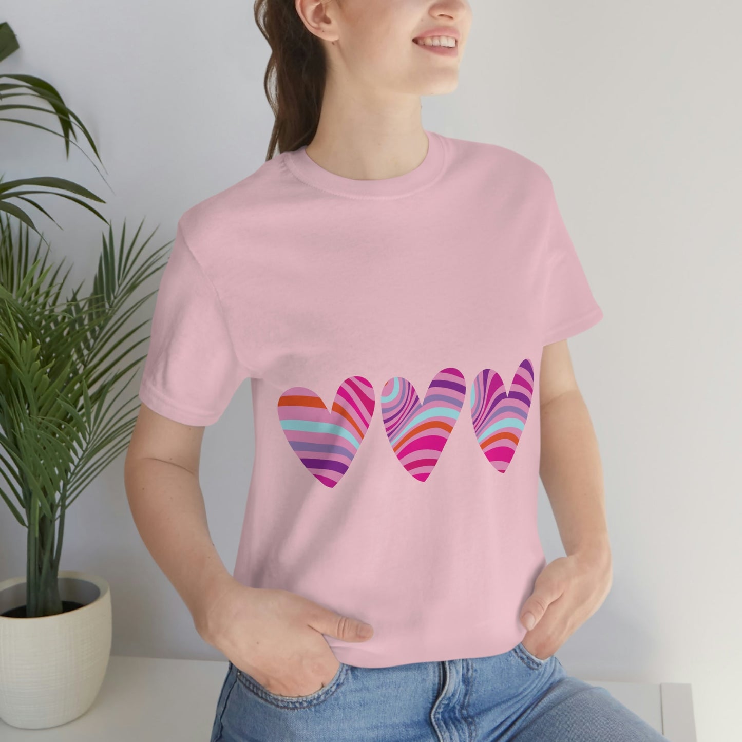 Love Pattern Modern Romantic Heart Unisex Jersey Short Sleeve T-Shirt Ichaku [Perfect Gifts Selection]