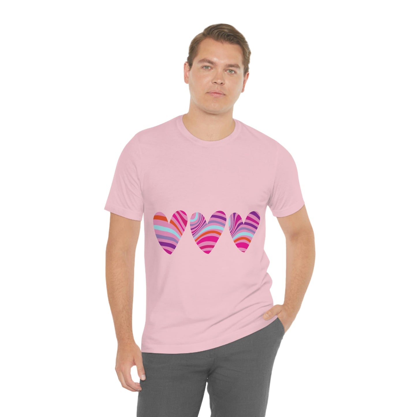 Love Pattern Modern Romantic Heart Unisex Jersey Short Sleeve T-Shirt Ichaku [Perfect Gifts Selection]