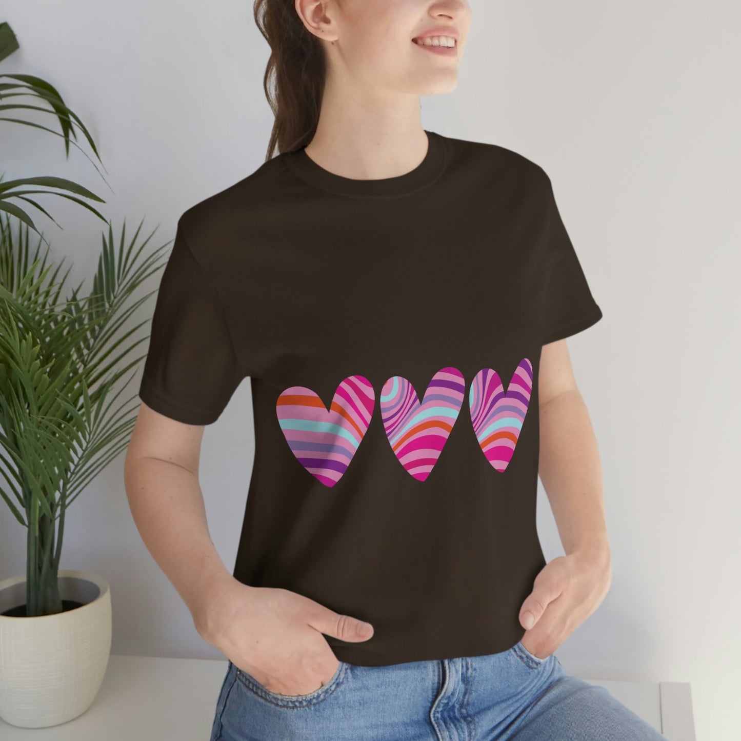 Love Pattern Modern Romantic Heart Unisex Jersey Short Sleeve T-Shirt Ichaku [Perfect Gifts Selection]