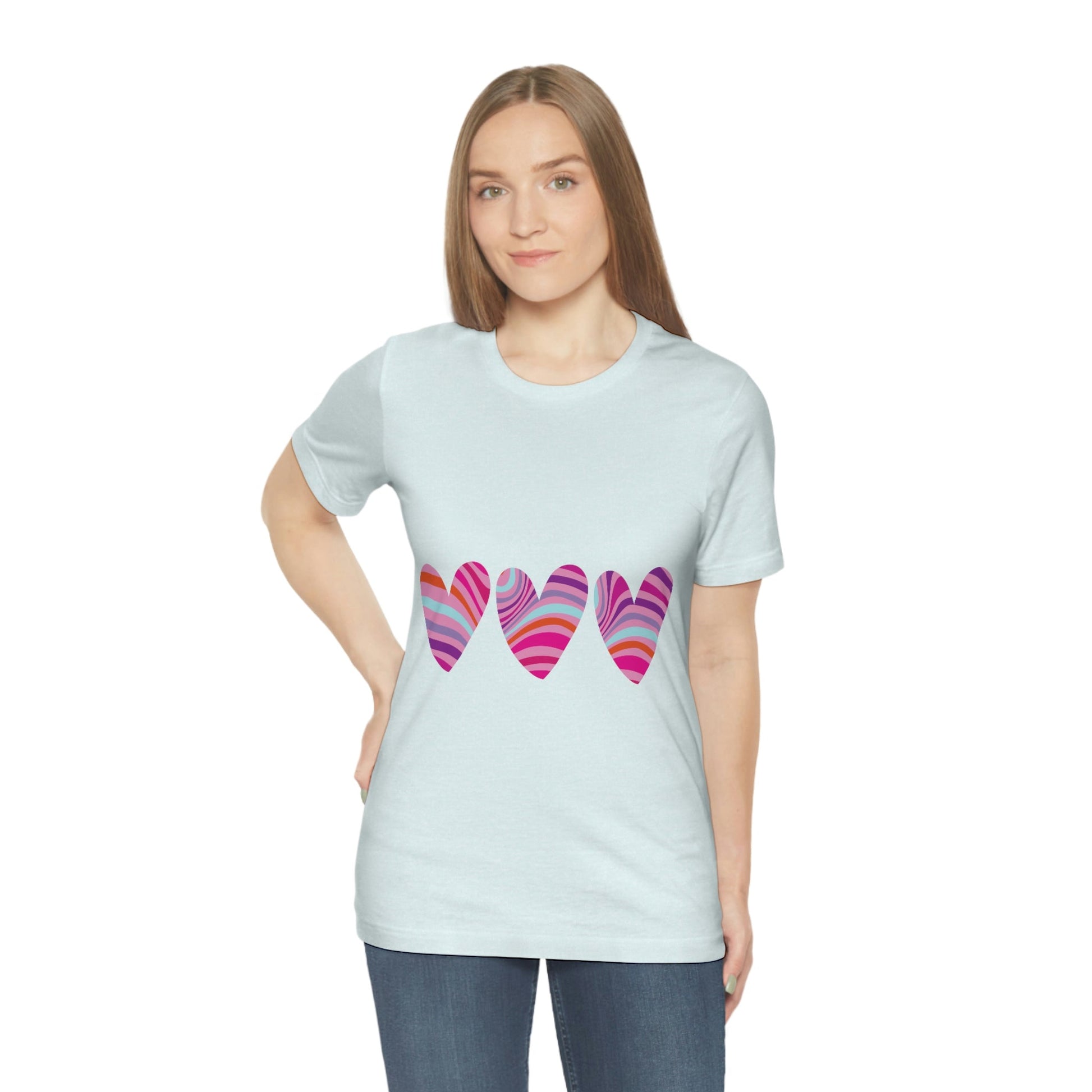 Love Pattern Modern Romantic Heart Unisex Jersey Short Sleeve T-Shirt Ichaku [Perfect Gifts Selection]