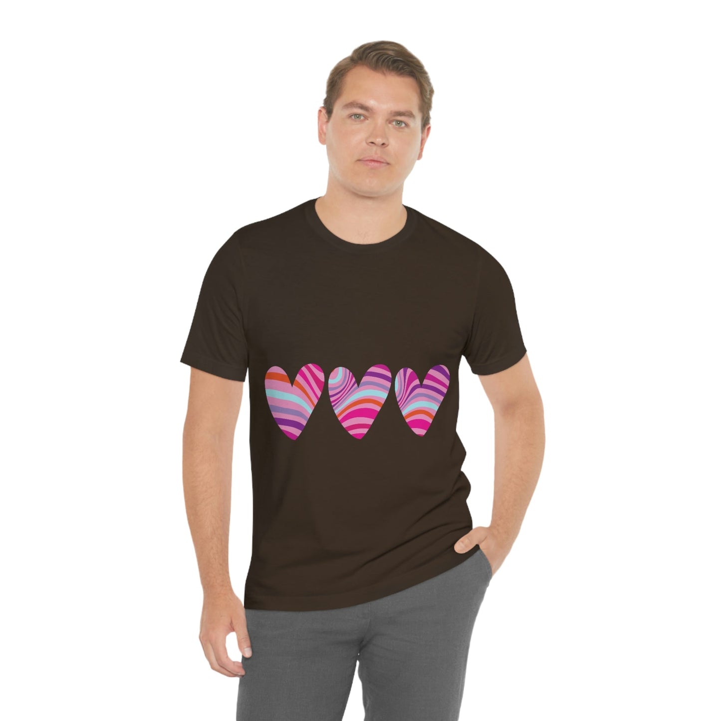 Love Pattern Modern Romantic Heart Unisex Jersey Short Sleeve T-Shirt Ichaku [Perfect Gifts Selection]