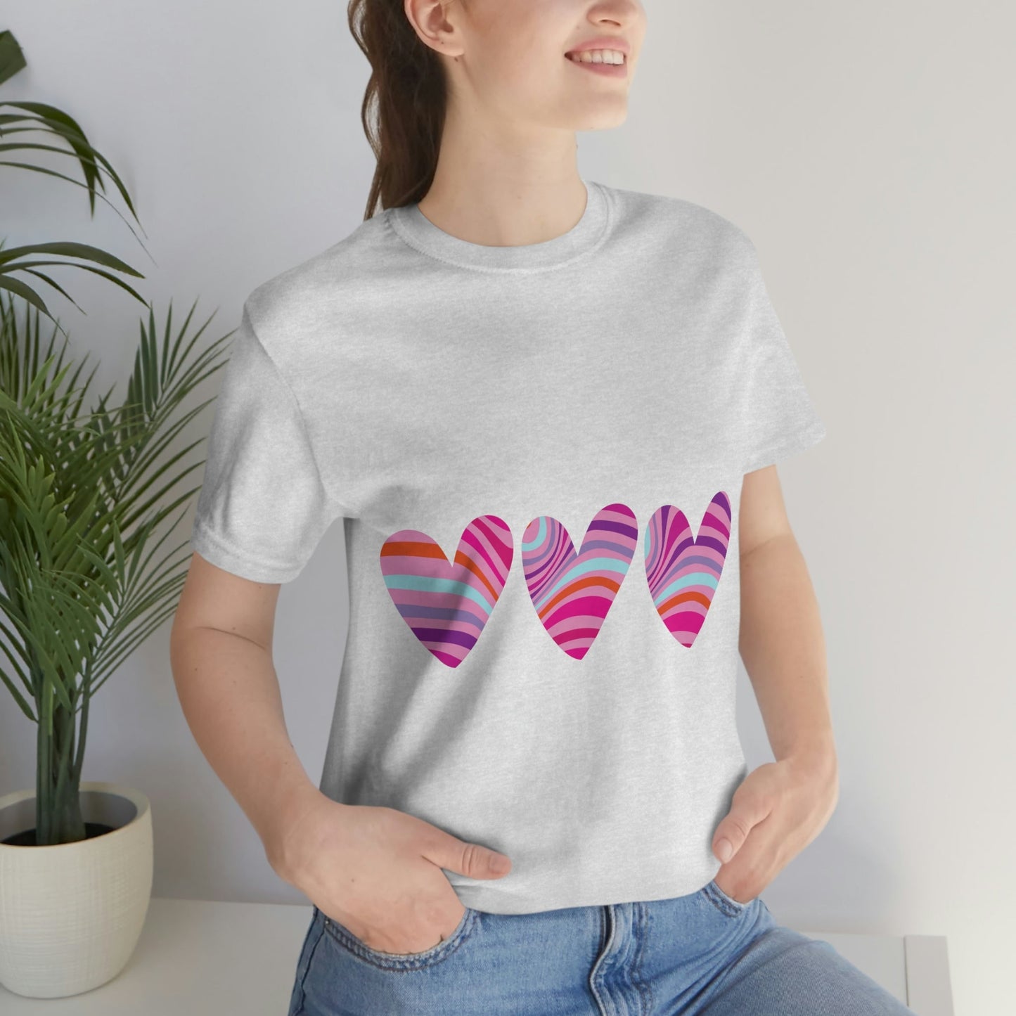 Love Pattern Modern Romantic Heart Unisex Jersey Short Sleeve T-Shirt Ichaku [Perfect Gifts Selection]