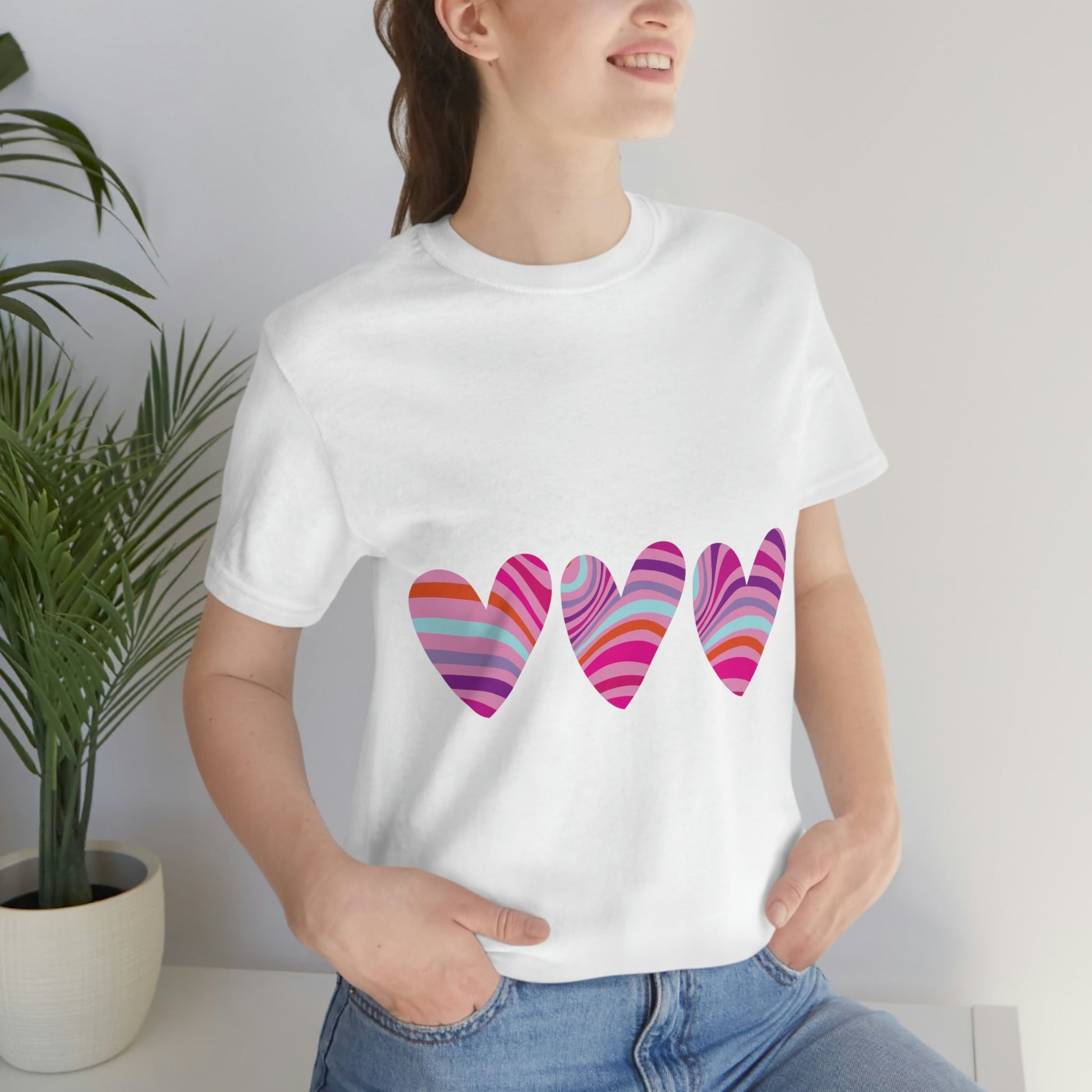 Love Pattern Modern Romantic Heart Unisex Jersey Short Sleeve T-Shirt Ichaku [Perfect Gifts Selection]