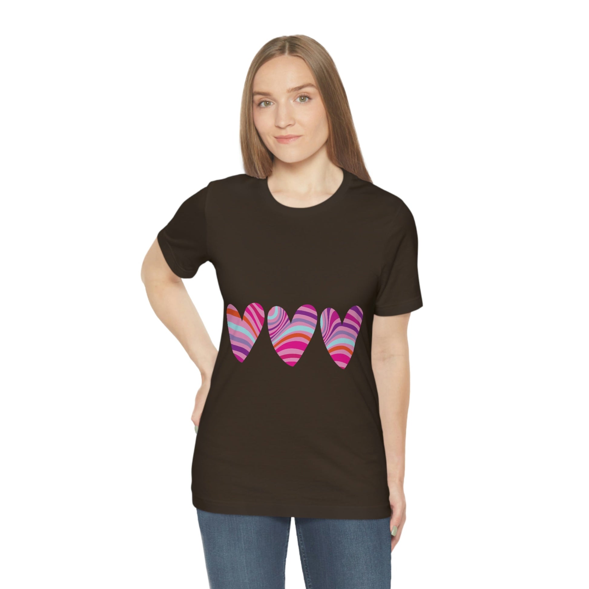 Love Pattern Modern Romantic Heart Unisex Jersey Short Sleeve T-Shirt Ichaku [Perfect Gifts Selection]