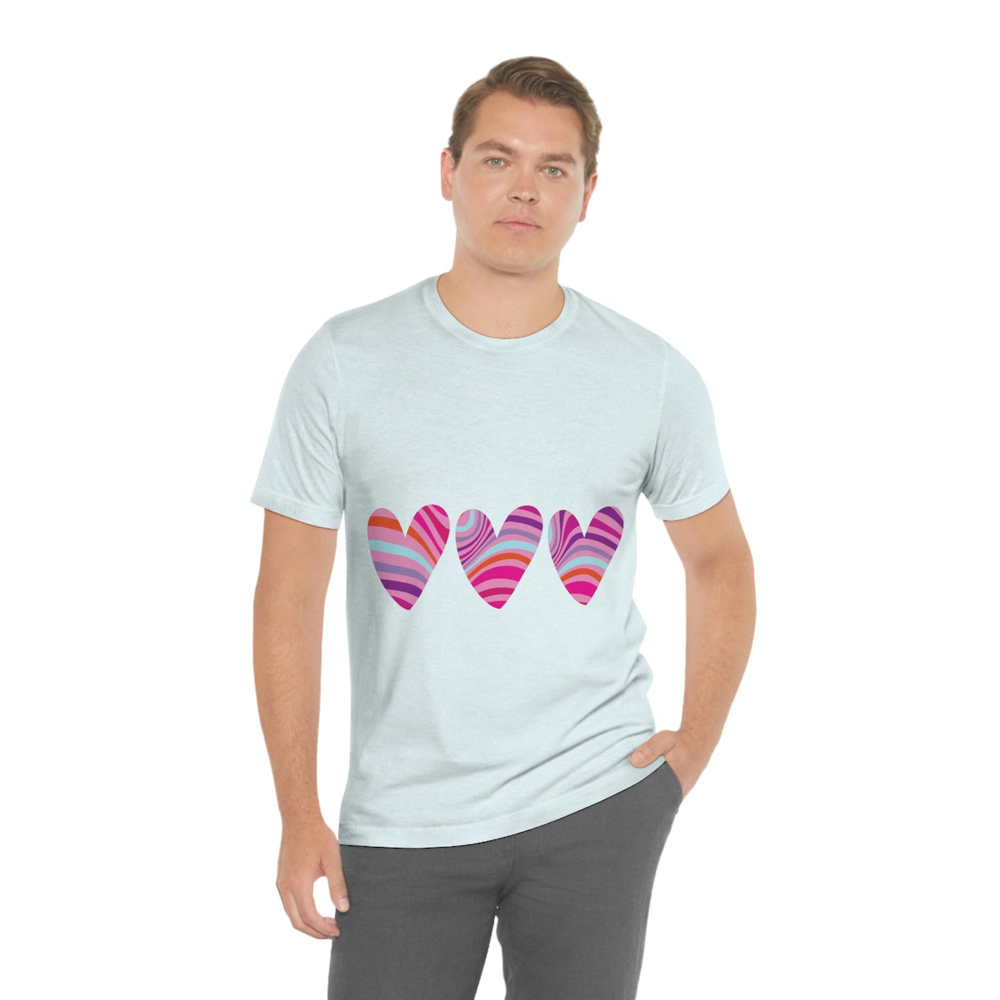 Love Pattern Modern Romantic Heart Unisex Jersey Short Sleeve T-Shirt Ichaku [Perfect Gifts Selection]