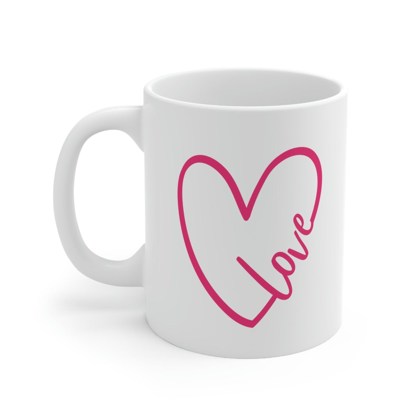 Love Pink Heart Romantic Lovers Ceramic Mug 11oz Ichaku [Perfect Gifts Selection]