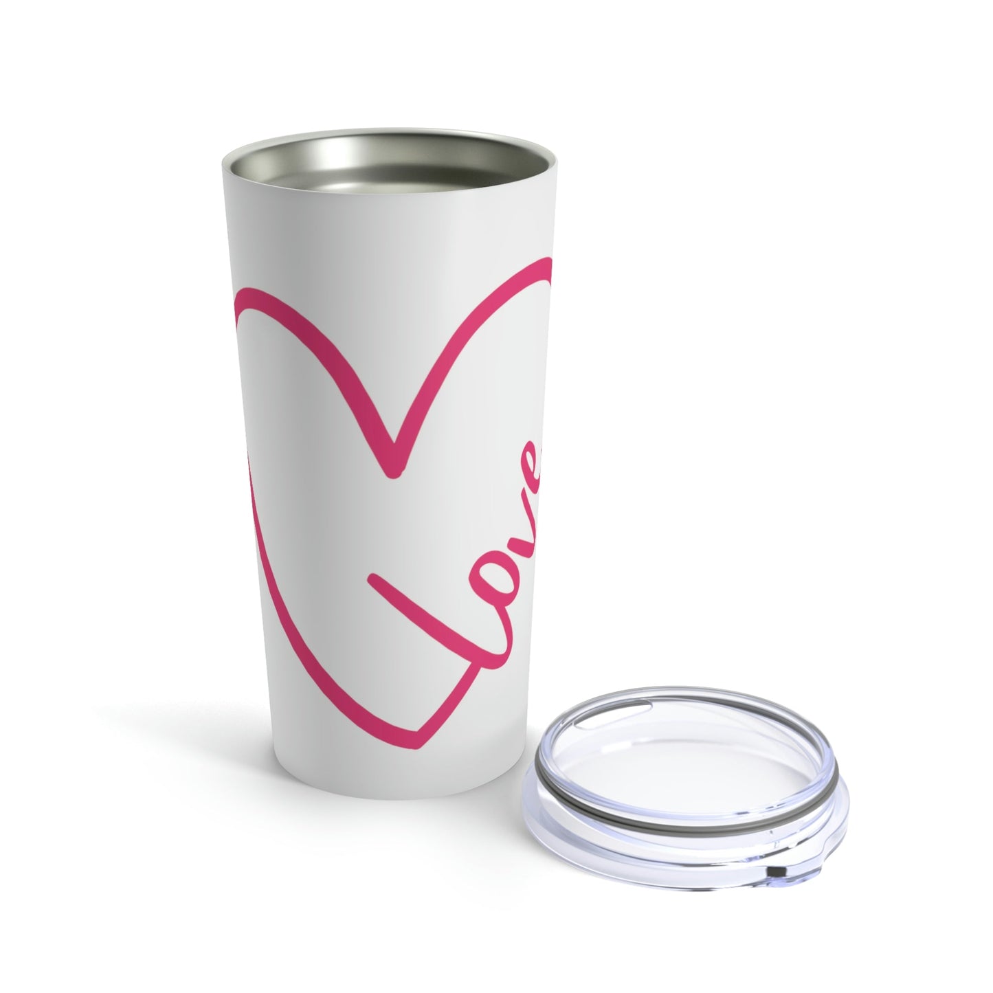 Love Pink Heart Romantic Lovers Stainless Steel Hot or Cold Vacuum Tumbler 20oz Ichaku [Perfect Gifts Selection]