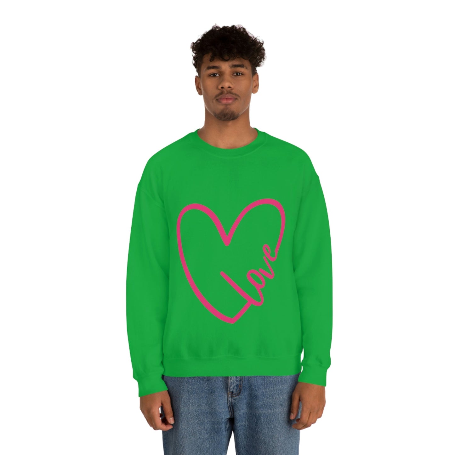 Love Pink Heart Romantic Lovers Unisex Heavy Blend™ Crewneck Sweatshirt Ichaku [Perfect Gifts Selection]