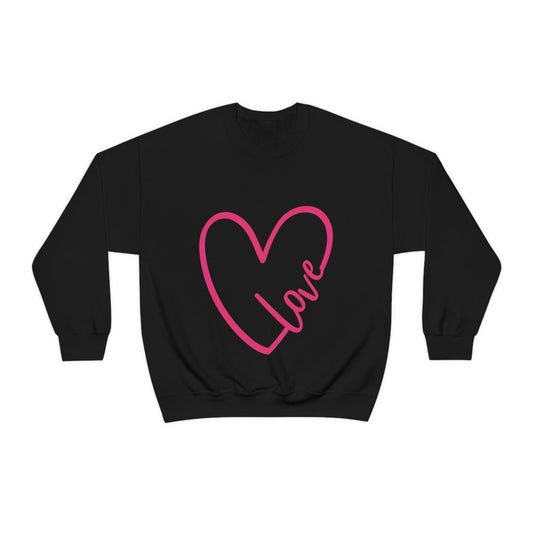 Love Pink Heart Romantic Lovers Unisex Heavy Blend™ Crewneck Sweatshirt Ichaku [Perfect Gifts Selection]