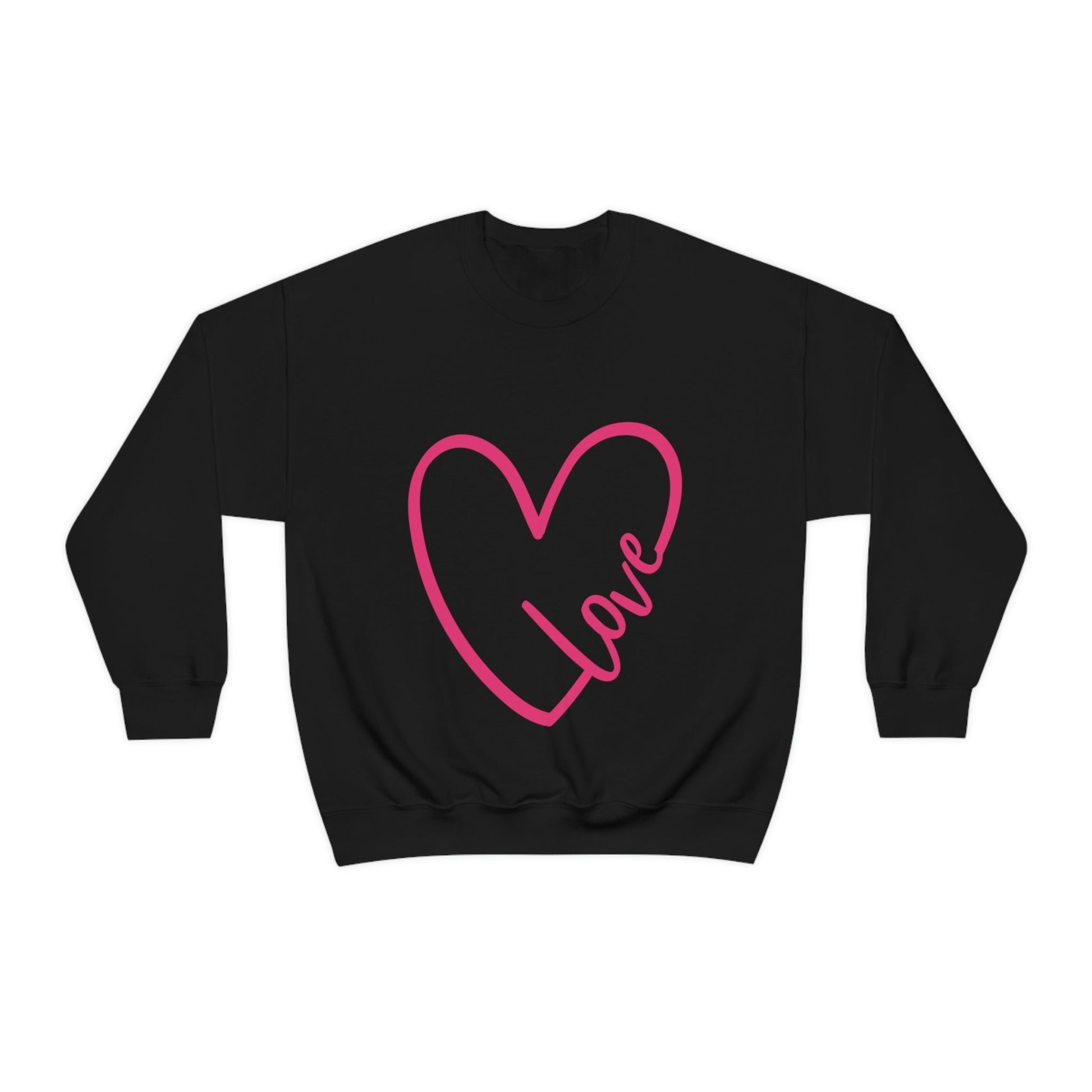 Love Pink Heart Romantic Lovers Unisex Heavy Blend™ Crewneck Sweatshirt Ichaku [Perfect Gifts Selection]