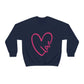 Love Pink Heart Romantic Lovers Unisex Heavy Blend™ Crewneck Sweatshirt Ichaku [Perfect Gifts Selection]