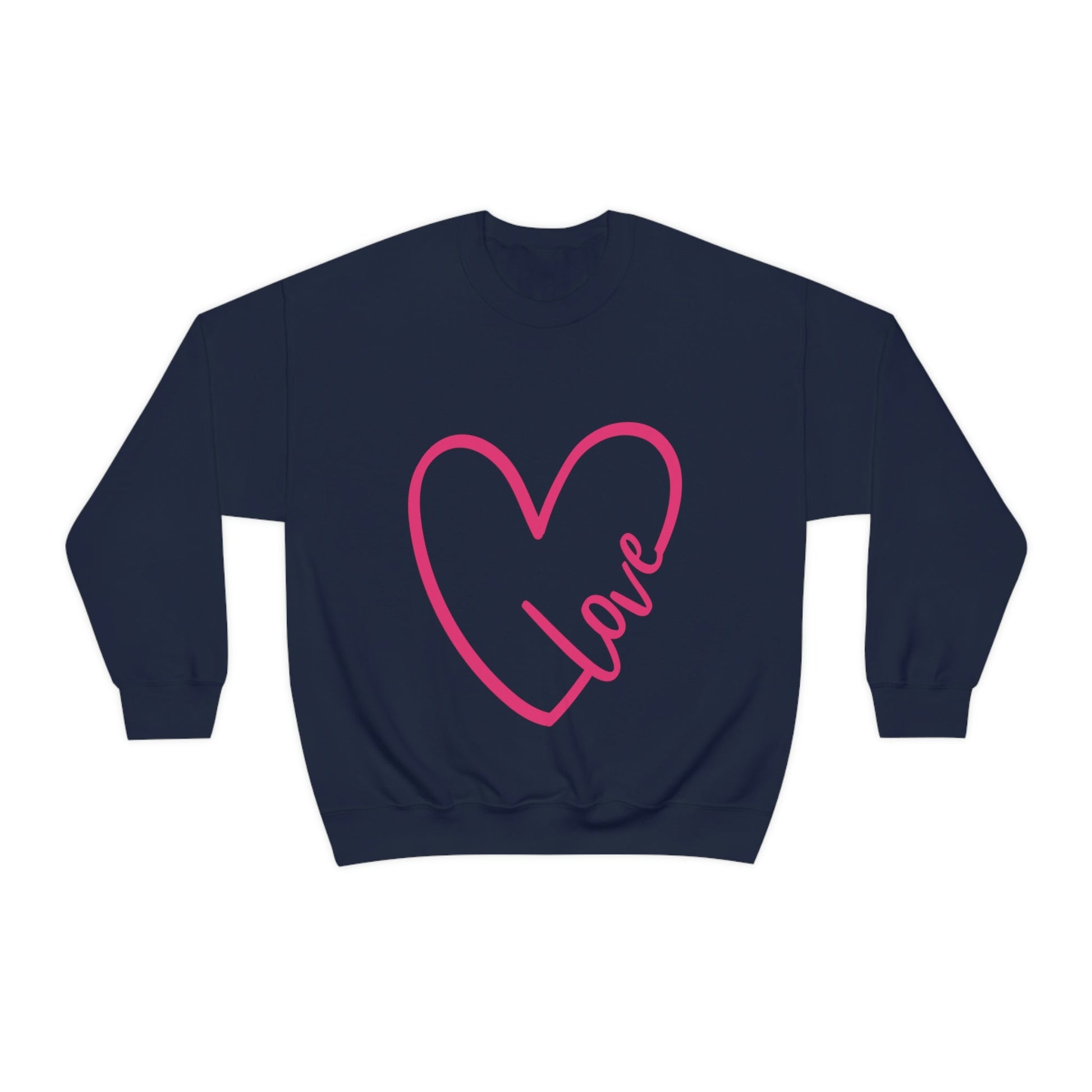 Love Pink Heart Romantic Lovers Unisex Heavy Blend™ Crewneck Sweatshirt Ichaku [Perfect Gifts Selection]