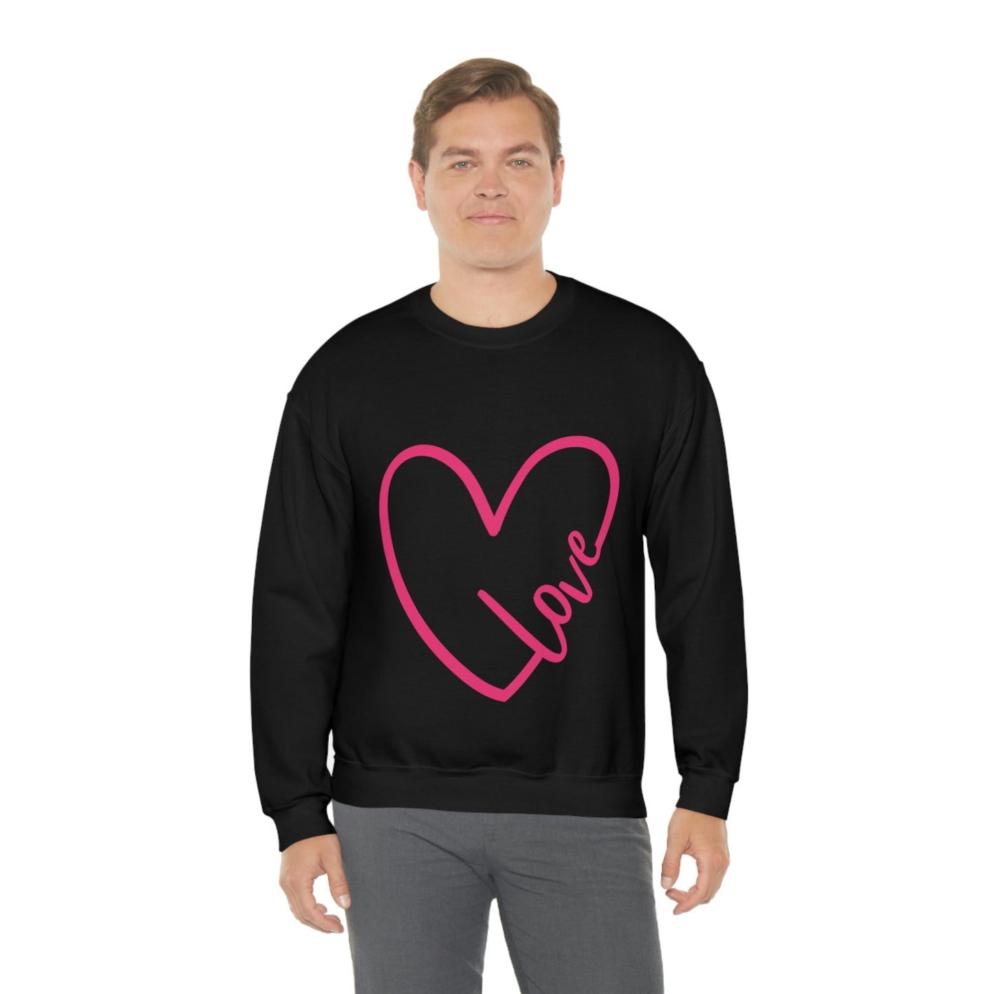 Love Pink Heart Romantic Lovers Unisex Heavy Blend™ Crewneck Sweatshirt Ichaku [Perfect Gifts Selection]