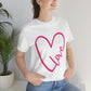 Love Pink Heart Romantic Lovers Unisex Jersey Short Sleeve T-Shirt Ichaku [Perfect Gifts Selection]