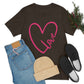 Love Pink Heart Romantic Lovers Unisex Jersey Short Sleeve T-Shirt Ichaku [Perfect Gifts Selection]