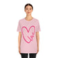 Love Pink Heart Romantic Lovers Unisex Jersey Short Sleeve T-Shirt Ichaku [Perfect Gifts Selection]