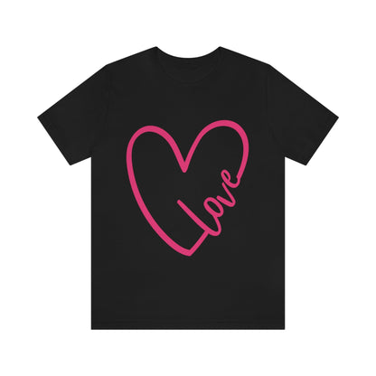 Love Pink Heart Romantic Lovers Unisex Jersey Short Sleeve T-Shirt Ichaku [Perfect Gifts Selection]