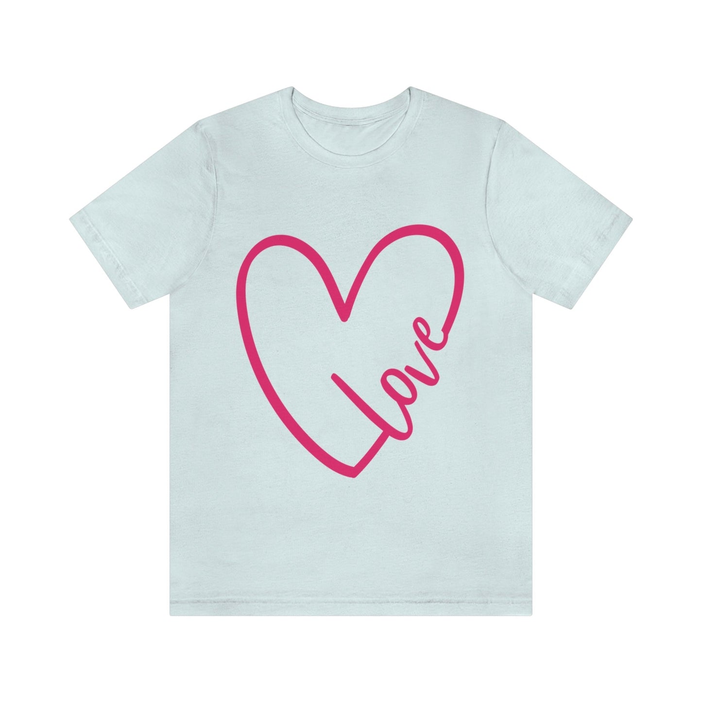 Love Pink Heart Romantic Lovers Unisex Jersey Short Sleeve T-Shirt Ichaku [Perfect Gifts Selection]