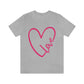 Love Pink Heart Romantic Lovers Unisex Jersey Short Sleeve T-Shirt Ichaku [Perfect Gifts Selection]