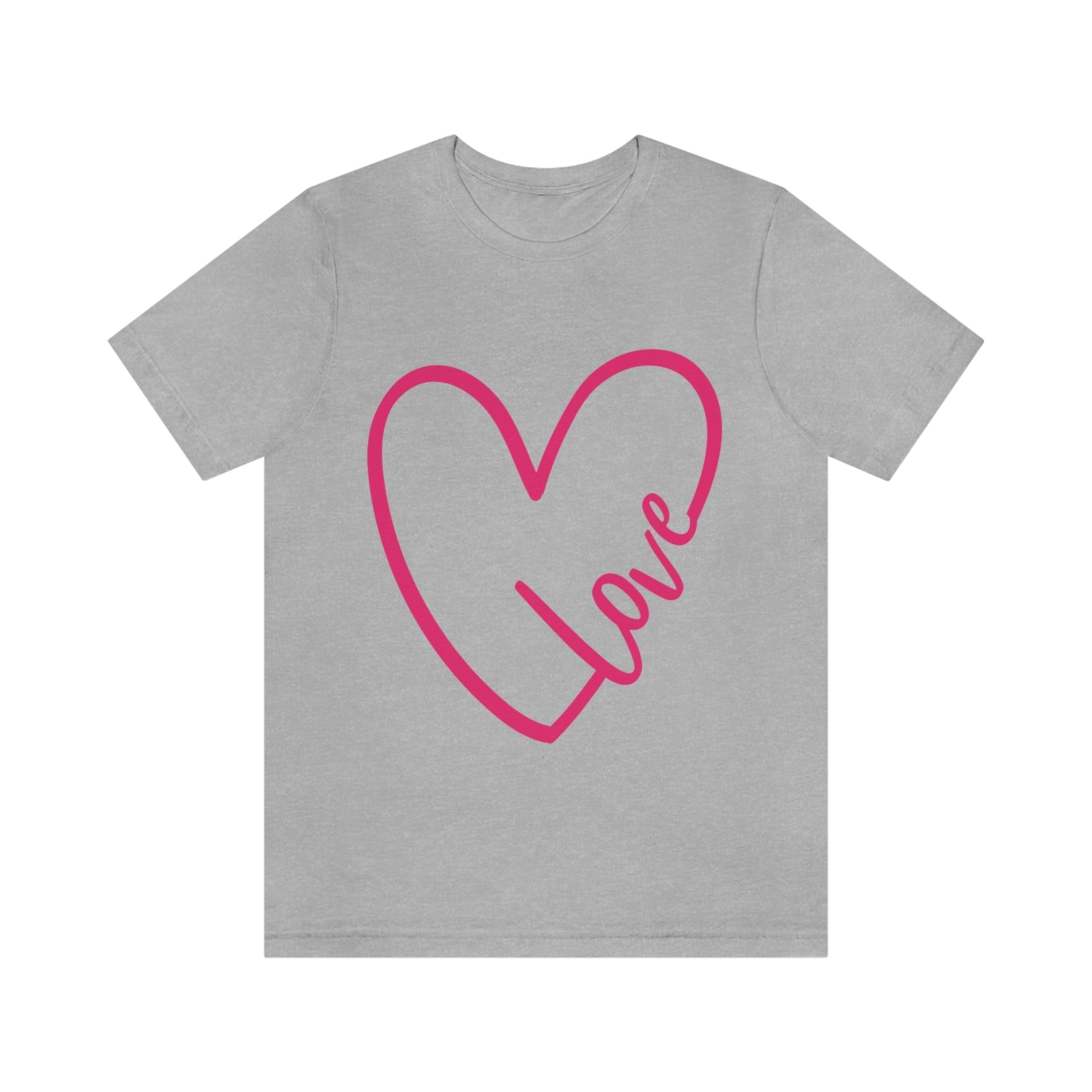 Love Pink Heart Romantic Lovers Unisex Jersey Short Sleeve T-Shirt Ichaku [Perfect Gifts Selection]