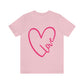 Love Pink Heart Romantic Lovers Unisex Jersey Short Sleeve T-Shirt Ichaku [Perfect Gifts Selection]