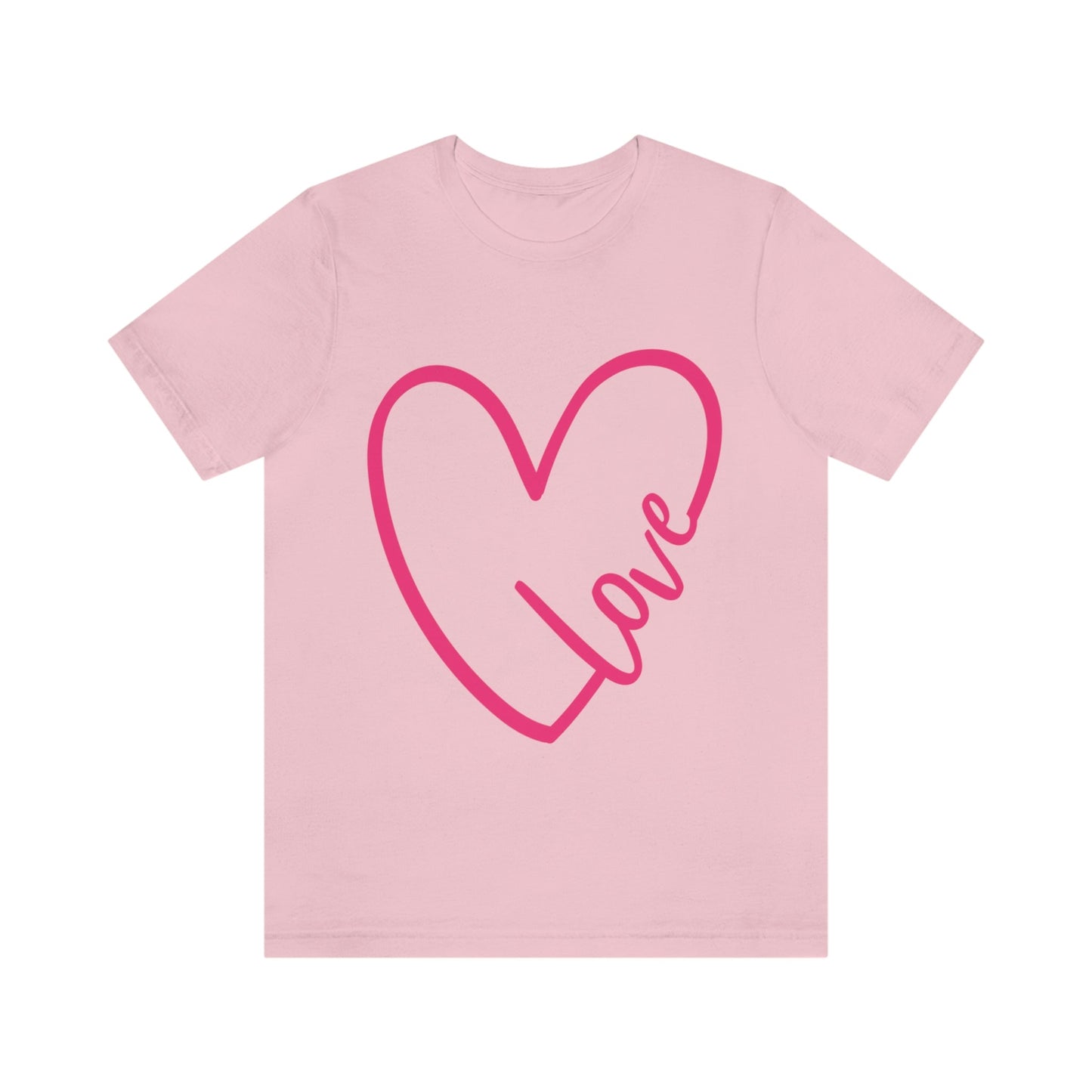 Love Pink Heart Romantic Lovers Unisex Jersey Short Sleeve T-Shirt Ichaku [Perfect Gifts Selection]