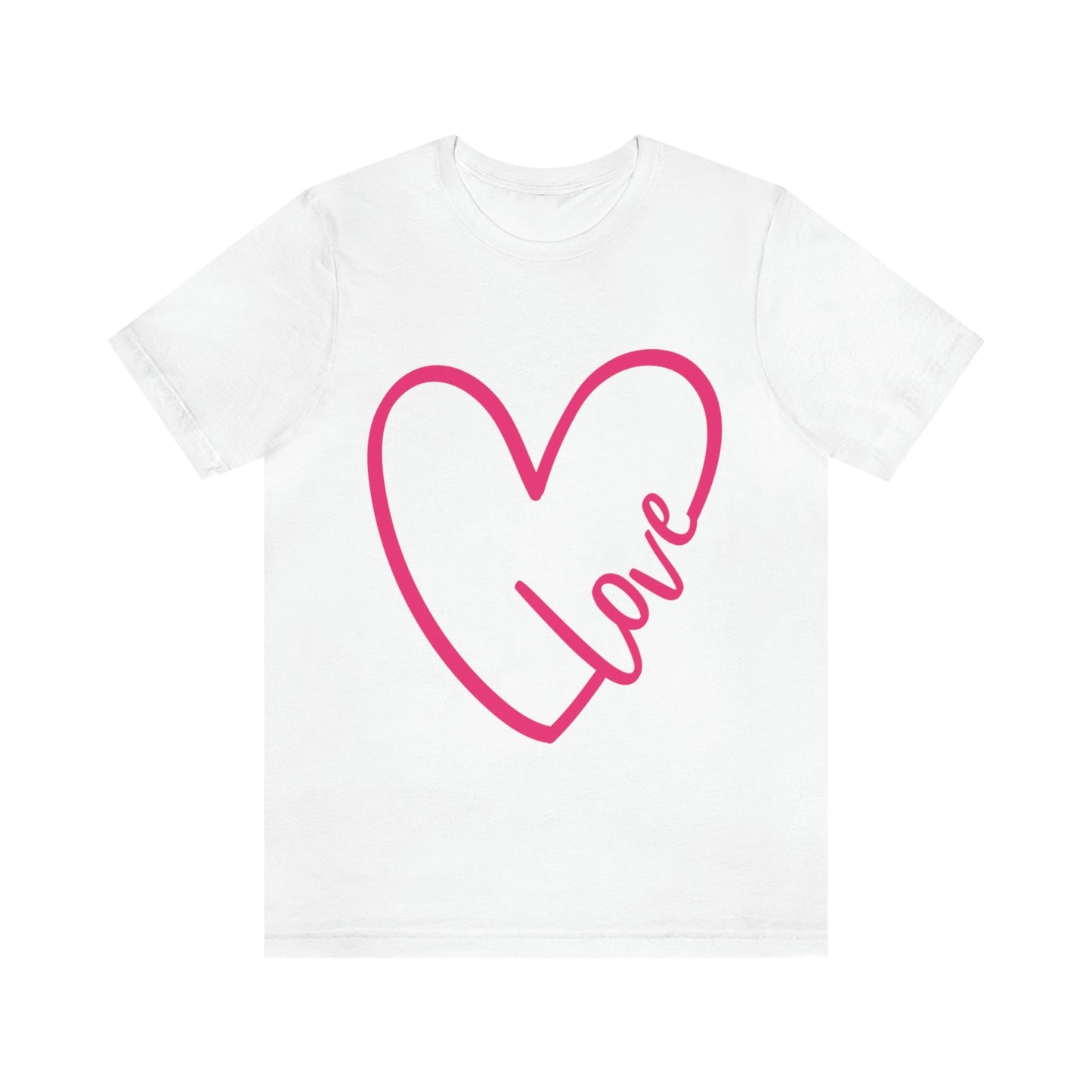 Love Pink Heart Romantic Lovers Unisex Jersey Short Sleeve T-Shirt Ichaku [Perfect Gifts Selection]