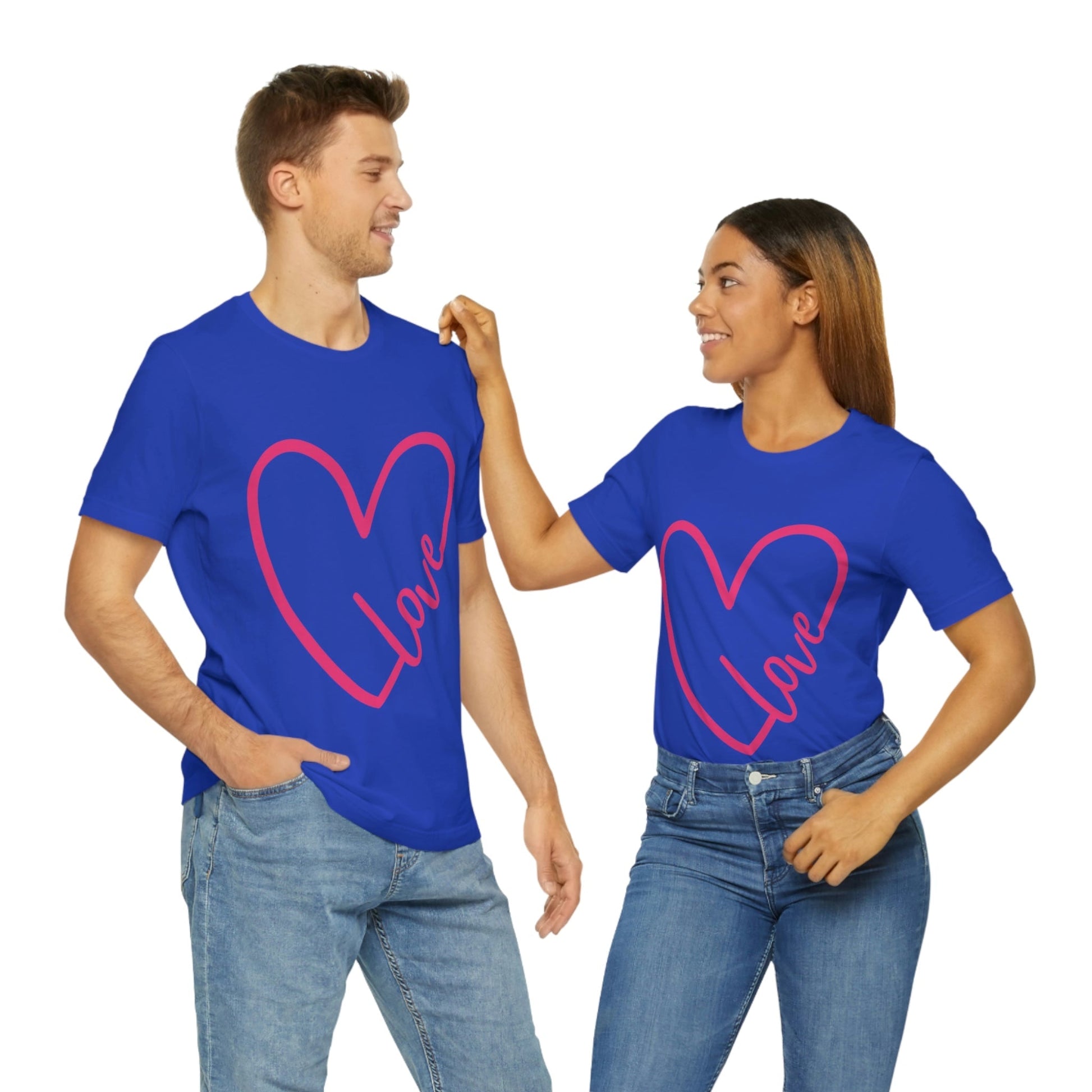 Love Pink Heart Romantic Lovers Unisex Jersey Short Sleeve T-Shirt Ichaku [Perfect Gifts Selection]