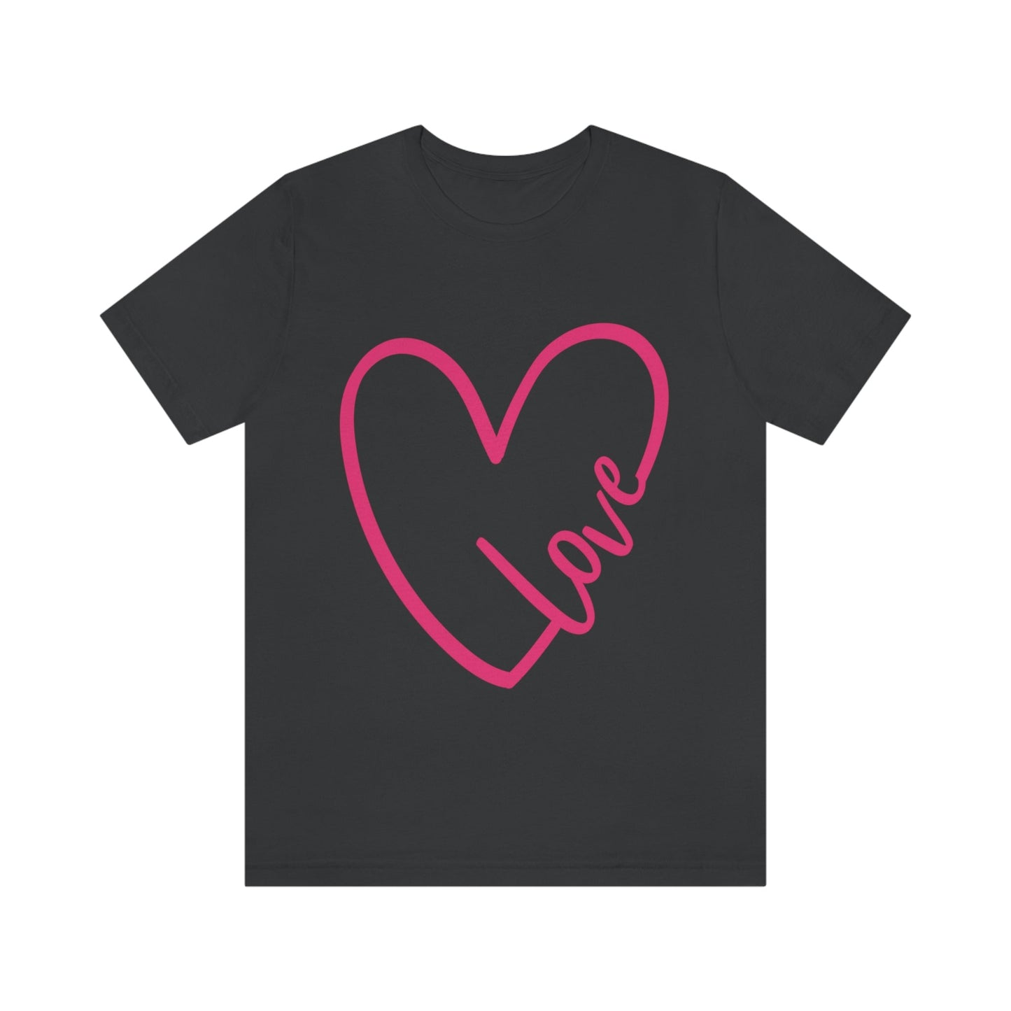 Love Pink Heart Romantic Lovers Unisex Jersey Short Sleeve T-Shirt Ichaku [Perfect Gifts Selection]