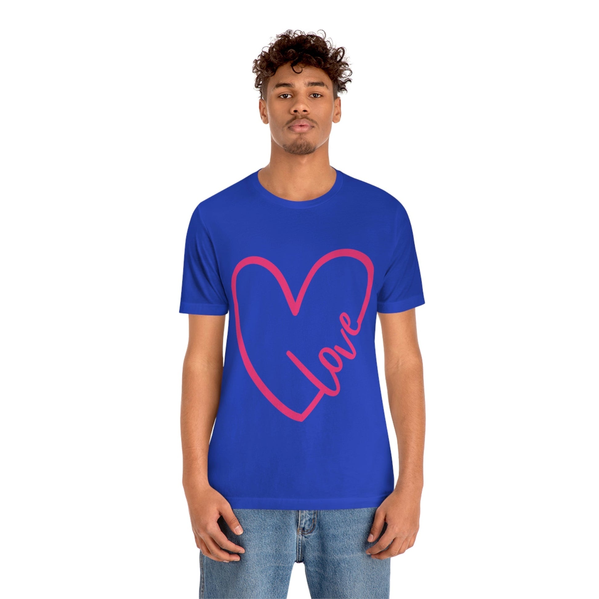 Love Pink Heart Romantic Lovers Unisex Jersey Short Sleeve T-Shirt Ichaku [Perfect Gifts Selection]