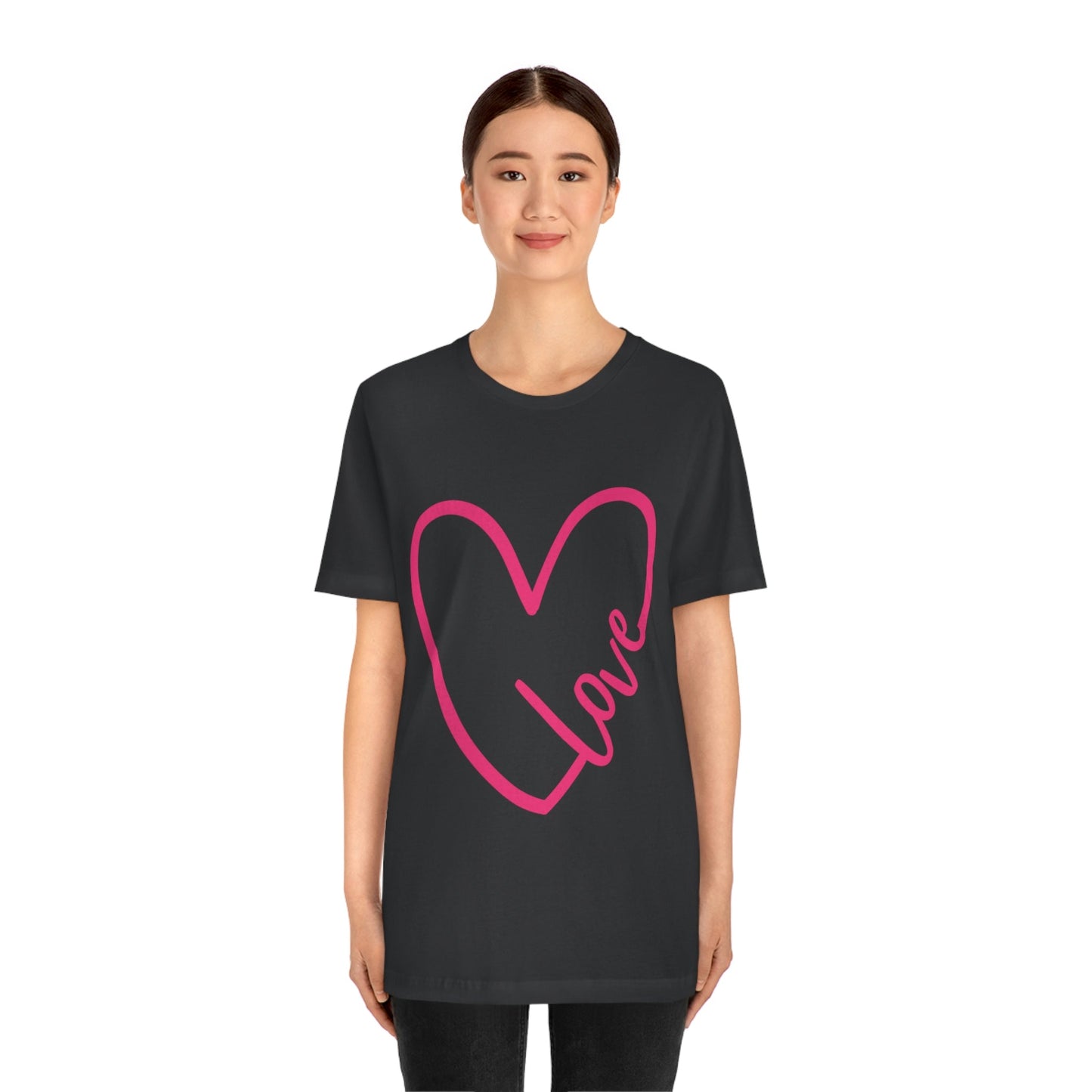 Love Pink Heart Romantic Lovers Unisex Jersey Short Sleeve T-Shirt Ichaku [Perfect Gifts Selection]