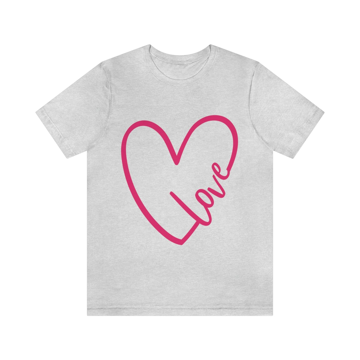 Love Pink Heart Romantic Lovers Unisex Jersey Short Sleeve T-Shirt Ichaku [Perfect Gifts Selection]