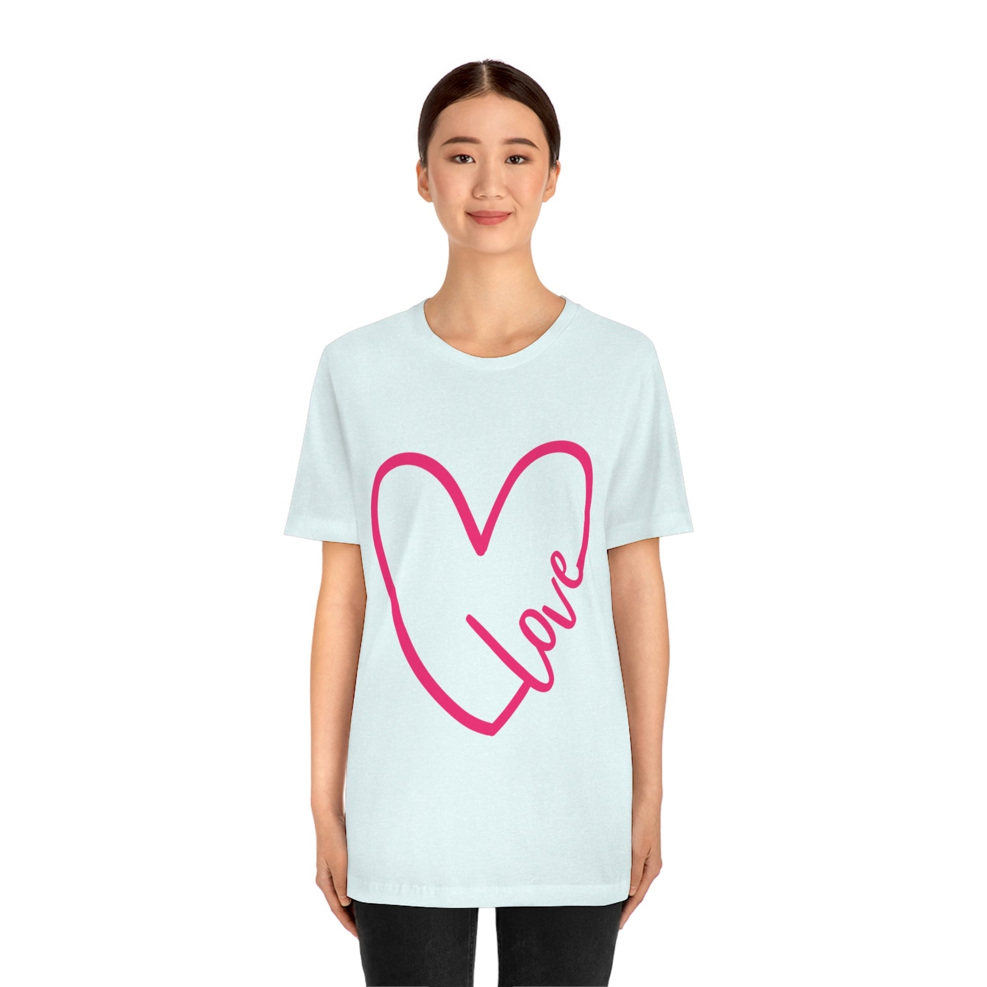 Love Pink Heart Romantic Lovers Unisex Jersey Short Sleeve T-Shirt Ichaku [Perfect Gifts Selection]