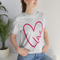 Love Pink Heart Romantic Lovers Unisex Jersey Short Sleeve T-Shirt Ichaku [Perfect Gifts Selection]