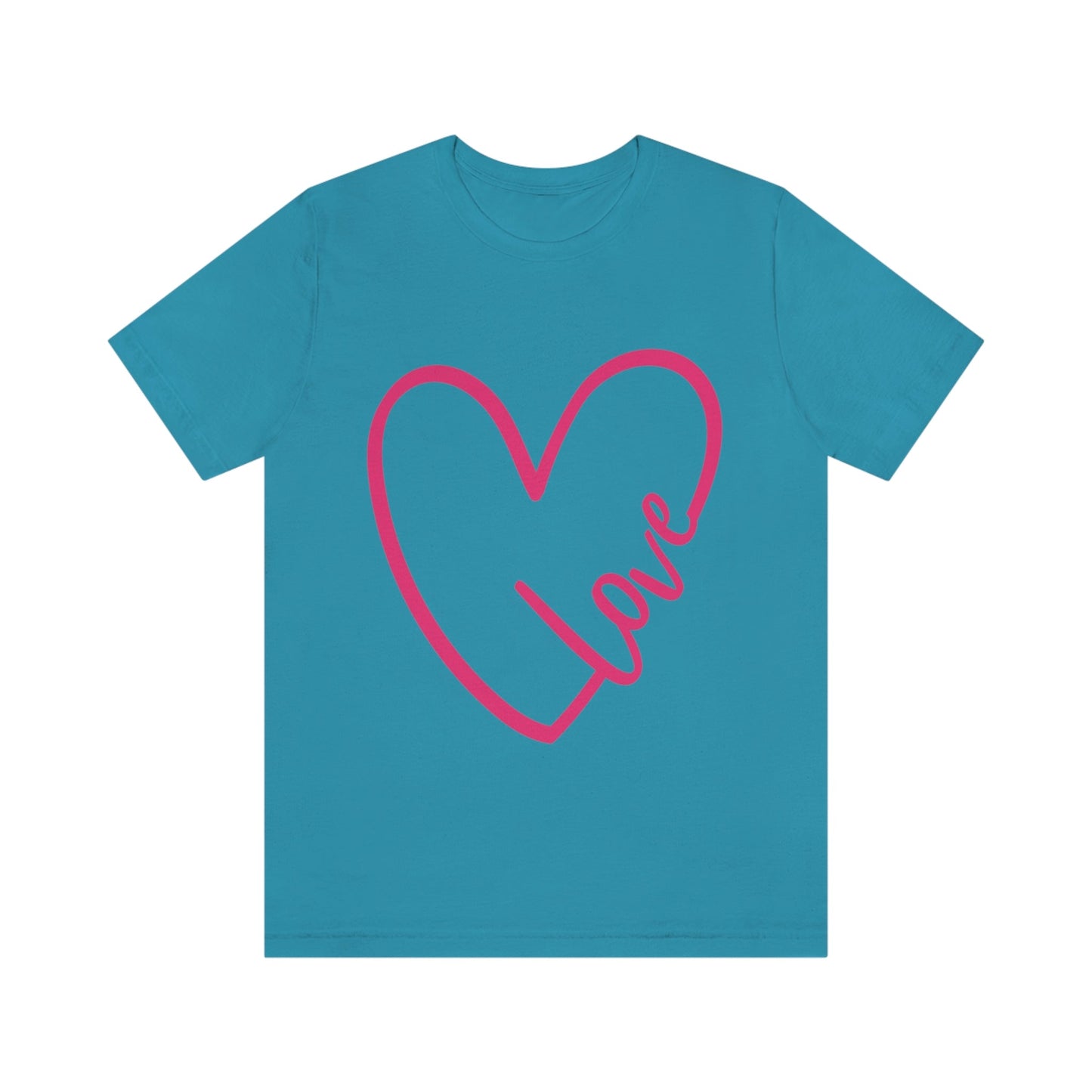 Love Pink Heart Romantic Lovers Unisex Jersey Short Sleeve T-Shirt Ichaku [Perfect Gifts Selection]