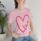 Love Pink Heart Romantic Lovers Unisex Jersey Short Sleeve T-Shirt Ichaku [Perfect Gifts Selection]