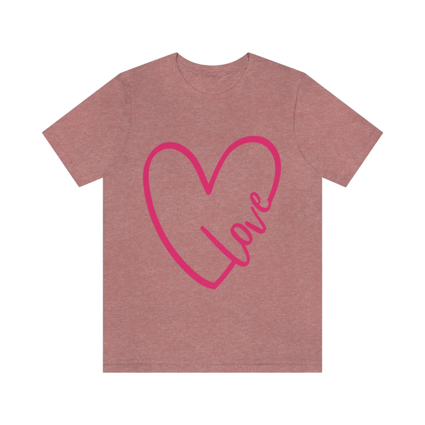 Love Pink Heart Romantic Lovers Unisex Jersey Short Sleeve T-Shirt Ichaku [Perfect Gifts Selection]