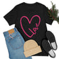 Love Pink Heart Romantic Lovers Unisex Jersey Short Sleeve T-Shirt Ichaku [Perfect Gifts Selection]