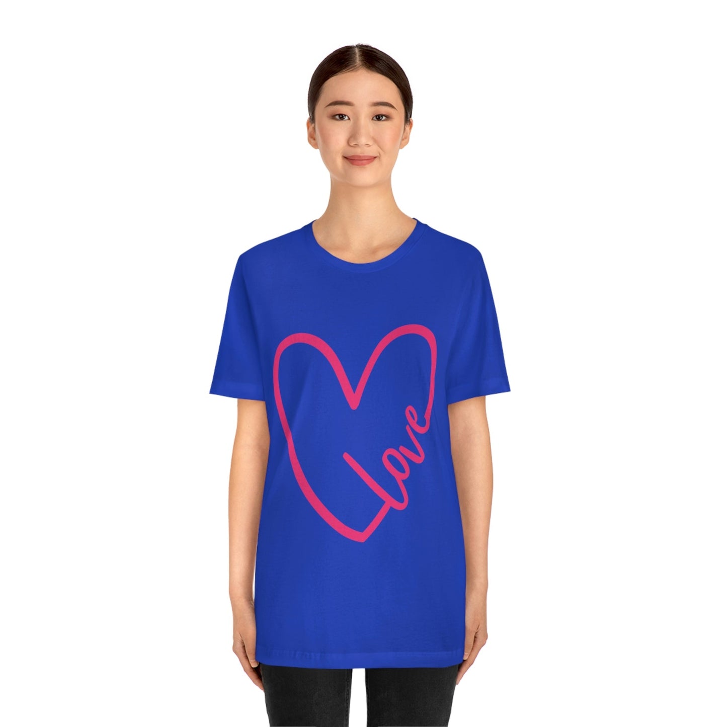 Love Pink Heart Romantic Lovers Unisex Jersey Short Sleeve T-Shirt Ichaku [Perfect Gifts Selection]