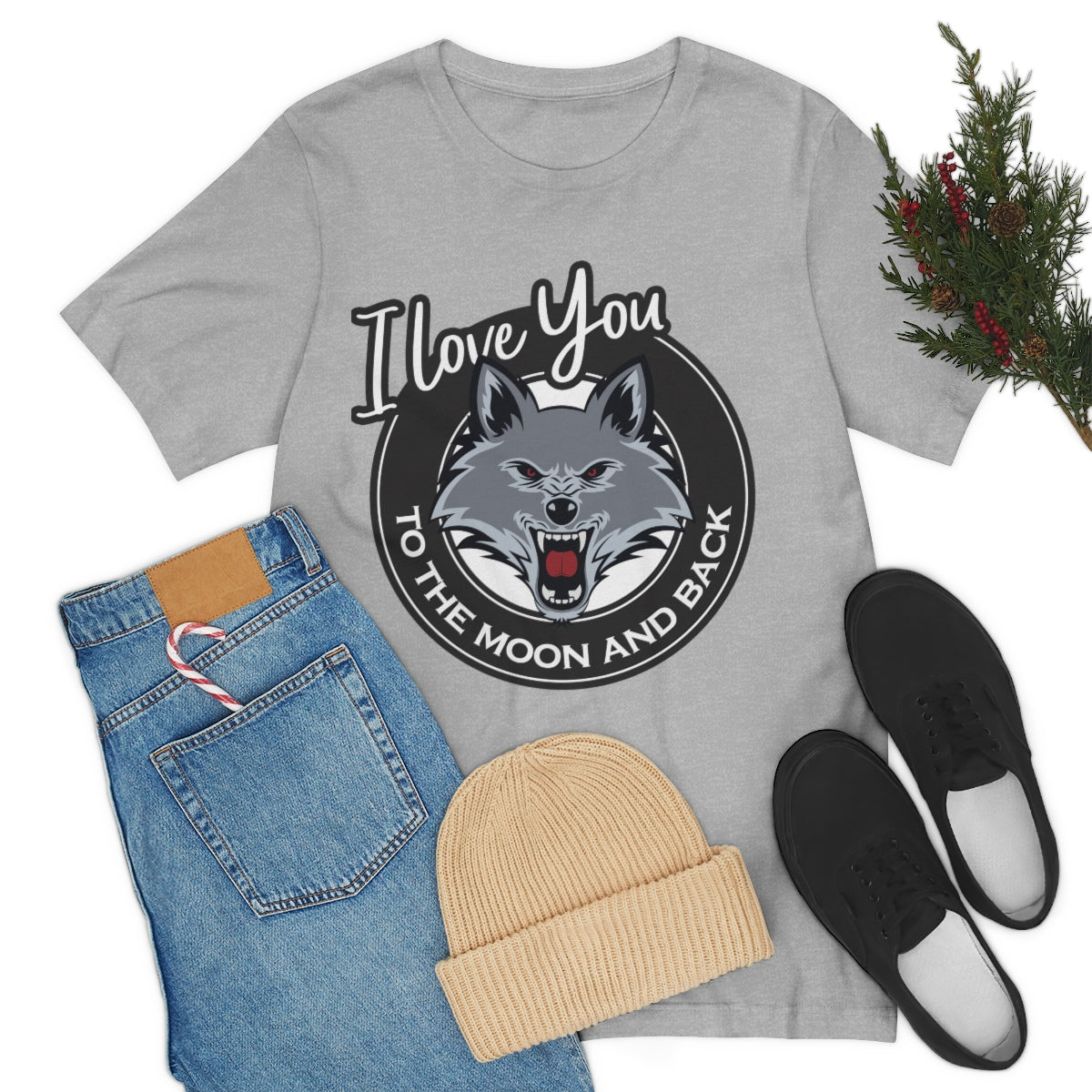 Love You To The Moon And Back Classic Wolf Stars Unisex Jersey Short Sleeve T-Shirt Ichaku [Perfect Gifts Selection]