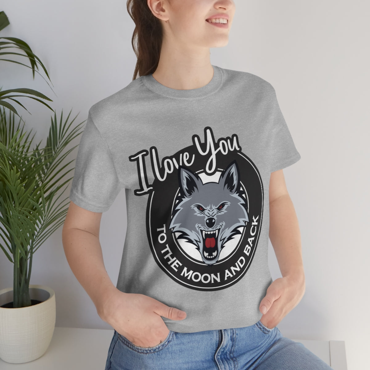 Love You To The Moon And Back Classic Wolf Stars Unisex Jersey Short Sleeve T-Shirt Ichaku [Perfect Gifts Selection]