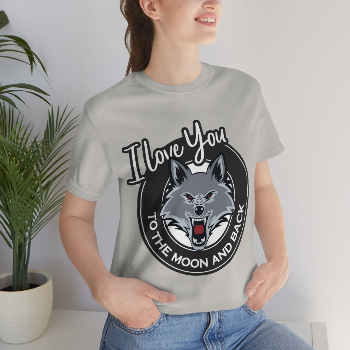 Love You To The Moon And Back Classic Wolf Stars Unisex Jersey Short Sleeve T-Shirt Ichaku [Perfect Gifts Selection]