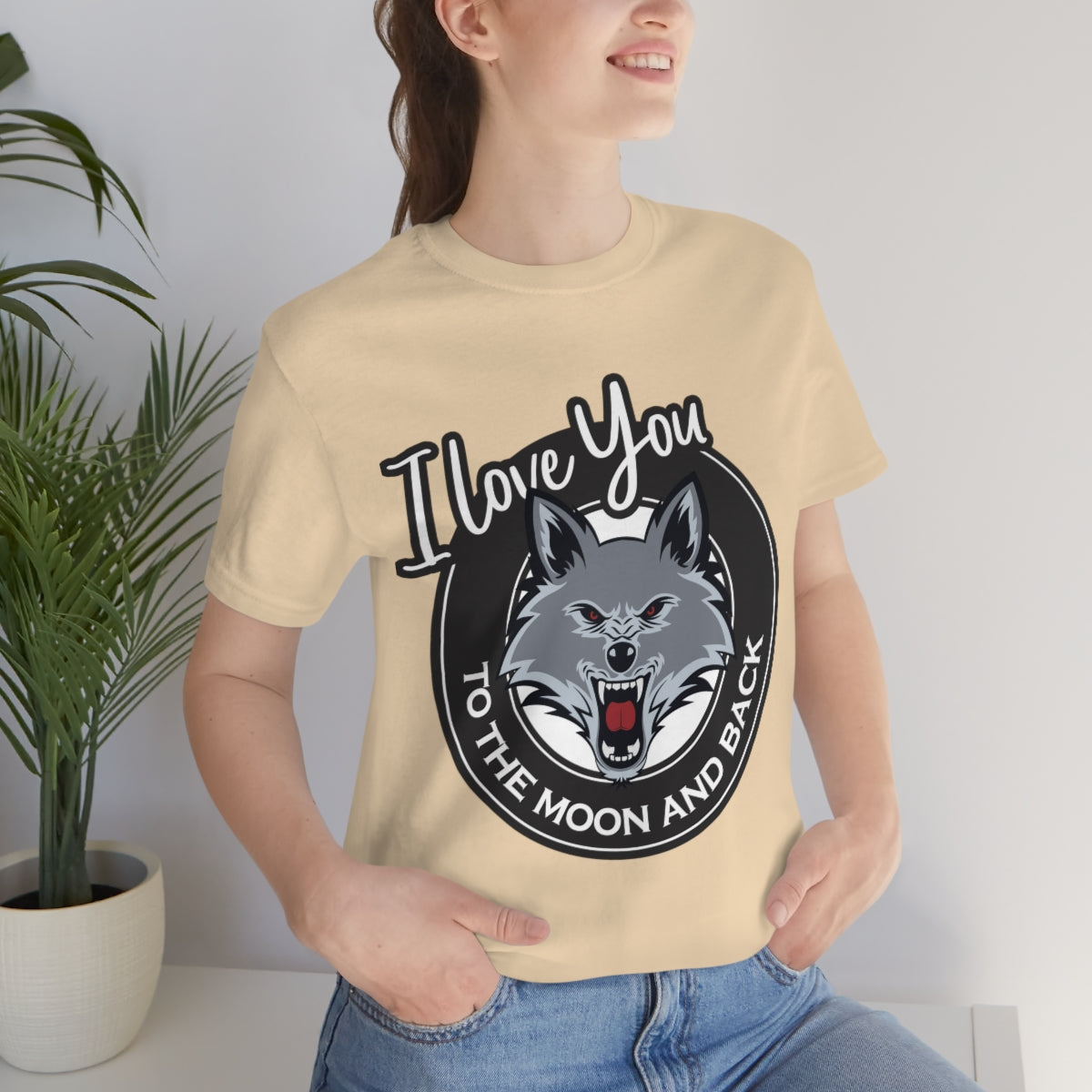 Love You To The Moon And Back Classic Wolf Stars Unisex Jersey Short Sleeve T-Shirt Ichaku [Perfect Gifts Selection]