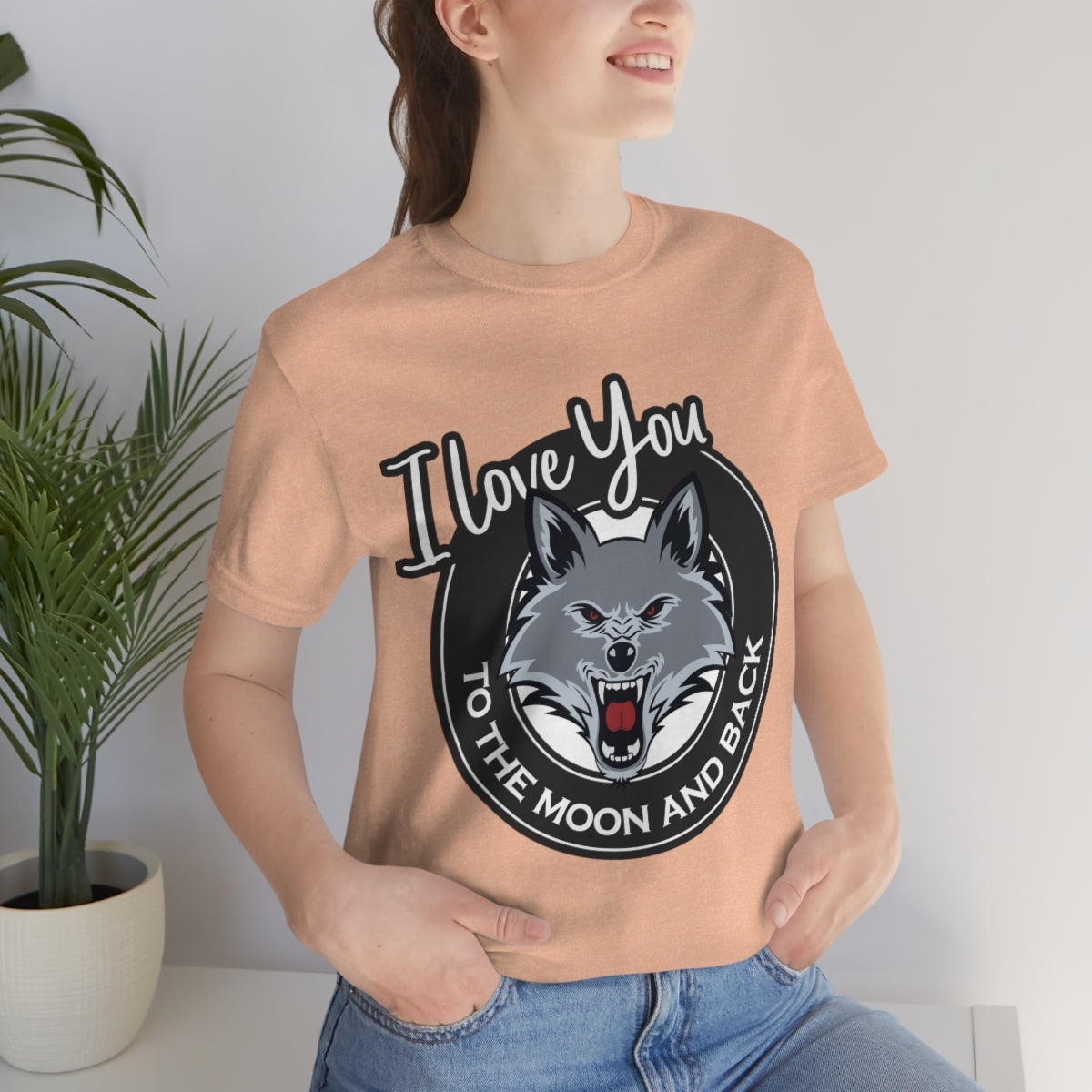 Love You To The Moon And Back Classic Wolf Stars Unisex Jersey Short Sleeve T-Shirt Ichaku [Perfect Gifts Selection]