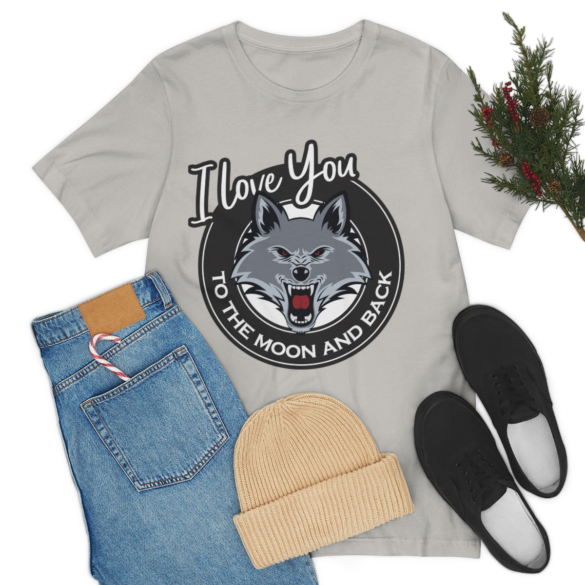 Love You To The Moon And Back Classic Wolf Stars Unisex Jersey Short Sleeve T-Shirt Ichaku [Perfect Gifts Selection]